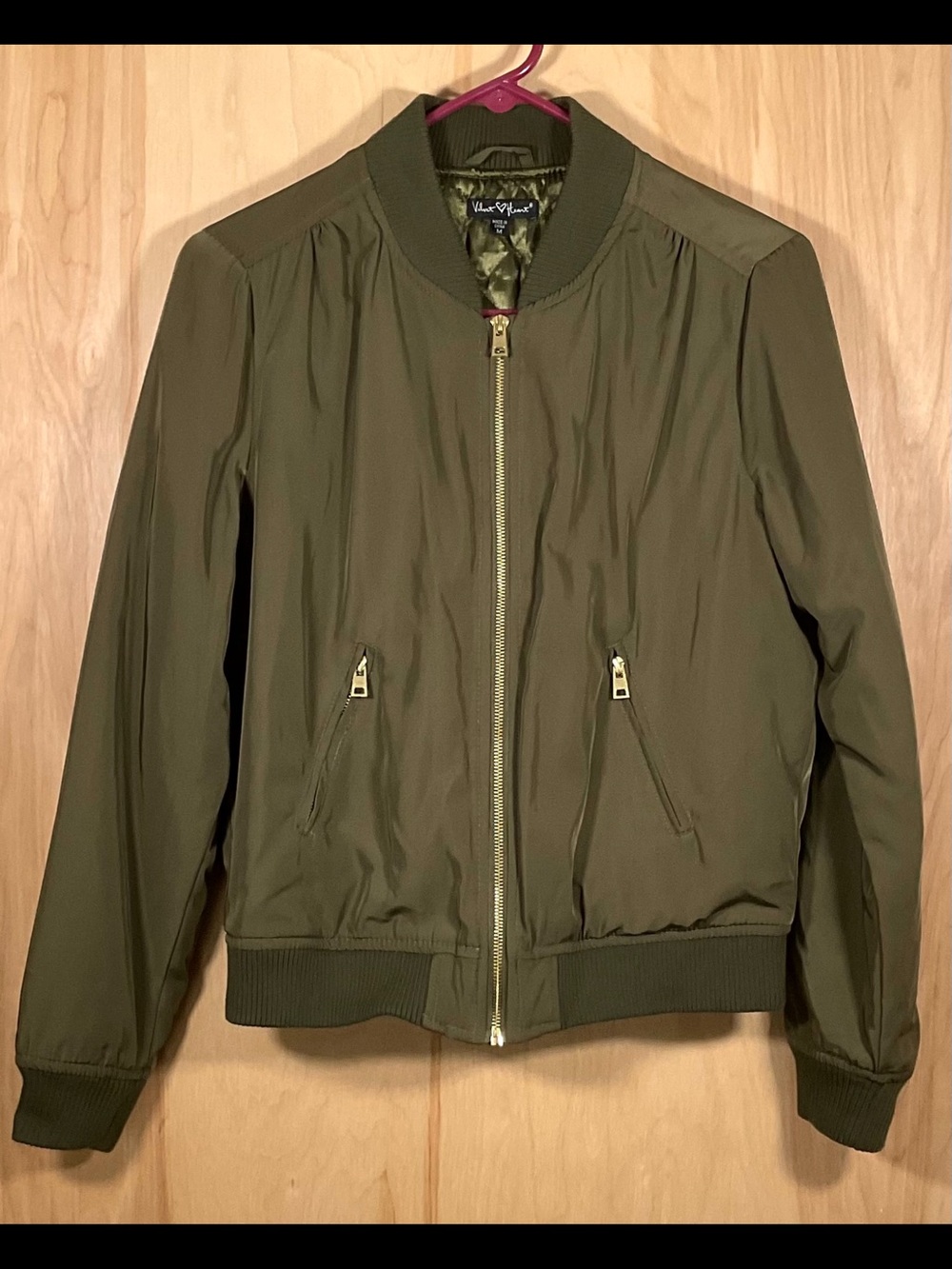 Velvet Heart Olive Green Nylon Bomber Jacket - Like New